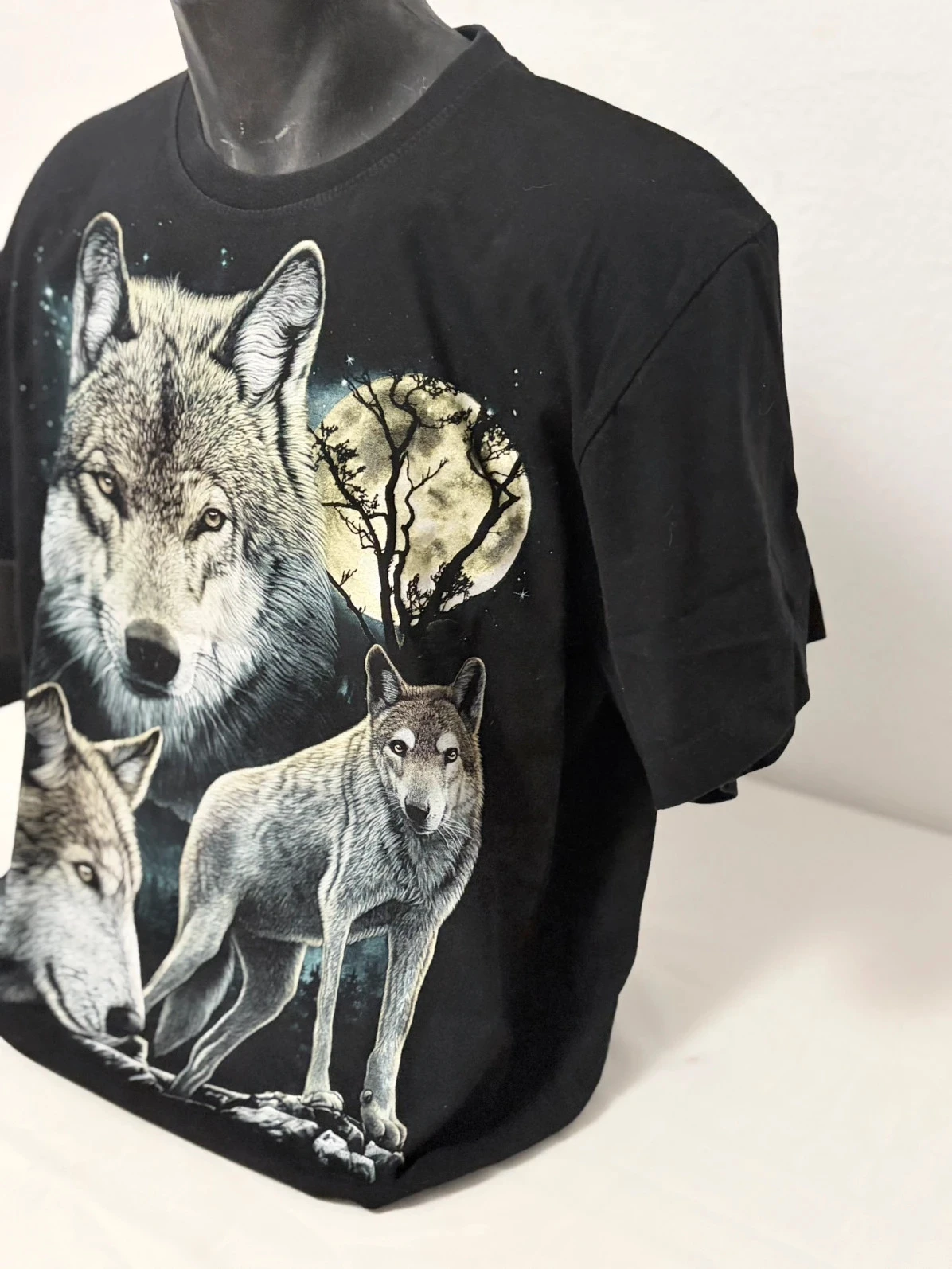 Men's black The Roxx full moon wolves short sleeve t-shirt 100% cotton XL – photo 6